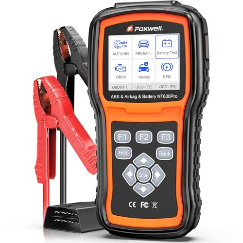 FOXWELL NT630 Pro 2 in 1 OBD2 Scanner Battery Tester 12V, ABS SRS Scanner, ABS Bleed OBD2 Scanner Diagnostic Tool with SAS/Oil/EPB/Airbag Reset, Car Battery Tester with Battery Charging Cranking Test