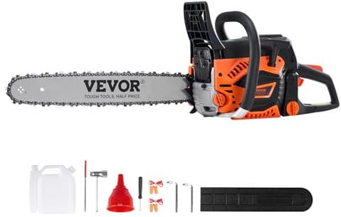 VEVOR Troncatrice Guidacatena 45,7cm Motosega a Benzina Senza Fili 52CC 2,55HP, Troncatrice Taglio Rami Alberi, Potatura Alberi, Disboscamento, Taglio Forestale Giardino, Troncatrice per Giardinaggio