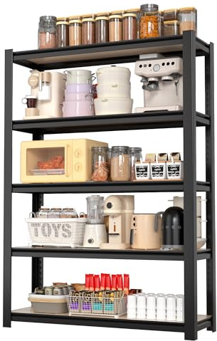 WORKPRO House 1,360 kg 5-stöckiges Regal, 182,9 cm hoch, verstellbare Aufbewahrungsregale, schraubenloses Bücherregal, Regal-Organizer für Küche, Wohnzimmer, Badezimmer, Holzmaserung, wasserdichtes