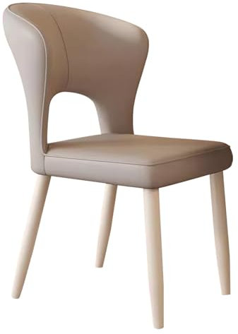 MARIYCH Esszimmerstühle, Esszimmerstuhl mit gebogener Rückenlehne, armlose Küchenstühle aus Kunstleder mit weißen Metallbeinen