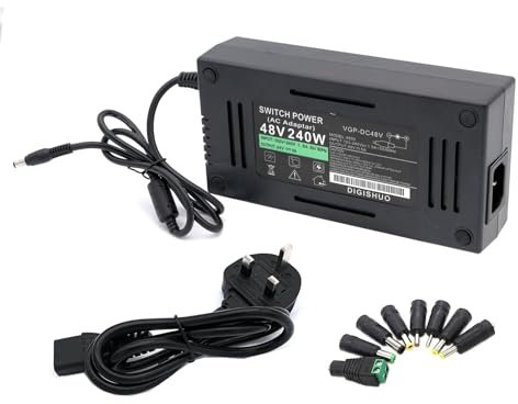 A-DIGISHUO 48V 5A Power Supply |AC100-240V to DC 48V 48 Volt 5 Amp 240W Adapter Switching Transformers With 8pcs Connector |For PoE Switch/PoE Injector/CCTV Video Security Camera