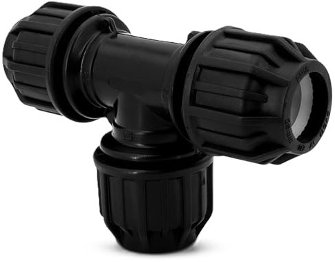 H2O-Flex® Black Edition 32er PP - Fitting T-Stück mit DVGW Klemmverbinder 32er PE Verschraubung für 32mm PE Rohr Verschraubung Adapter
