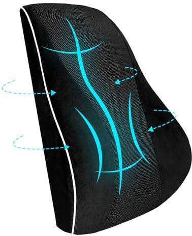 USHOP Cojín Lumbar,cojin Lumbar Silla Oficina Ergonómico de Doble Cara Termorregulada,cojin Lumbar Coche en Espuma Viscoelástica de Alta Densidad,con Dobles Correas Ajustables y Funda Extraíble