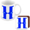 MUGGZ - Alphabet Initial Letter H - Mug & Coaster Giftset with Monogram - Each Letter A Unique Individual Design