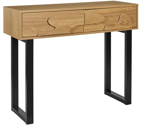 HOME DECO FACTORY, HD0431, Console Calypso Moderne, Meuble d'Entrée Polyvalent avec Rangement Optimisé, Design Élégant pour Salon ou Bureau, Dimensions 100x80x35 cm, Marron Noir