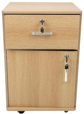 AZMUDE Rollcontainer mit 2 Schubladen Rollschrank Stabile Unter Schreibtisch Rolling File Cabinet mit Schlössern Räder für Home Office Eiche Farbe