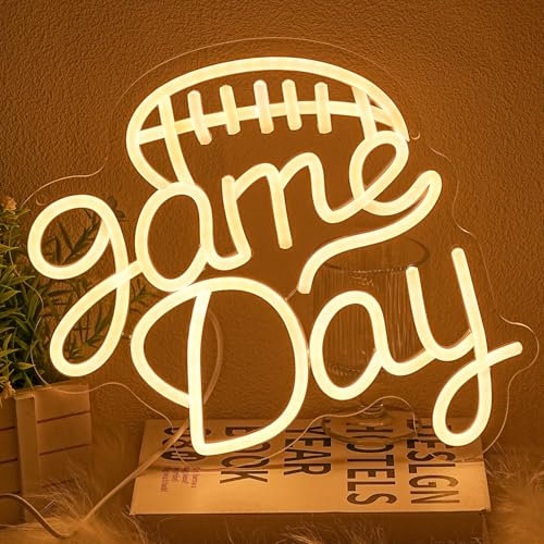 LMSIGNLY Football Neon Sign for Wall Decor Game Day Neon Light Sport Neon Signs Warm Letter Neon Light Sign for Man Cave Sports Studio Art Birthday Game Day Gift for Football Fans Teens