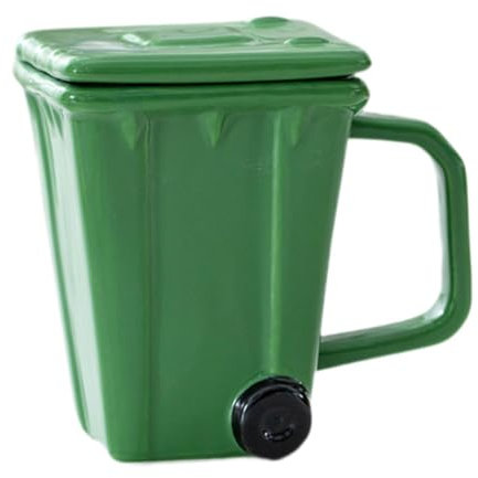 MagiDeal Coffee Cup Trash Bin Cup Drinkware Reusable Creative Juice Milk Mug Wheelie Bin Mug Recycling Bin Cup for Juice Iced Coffee, Green