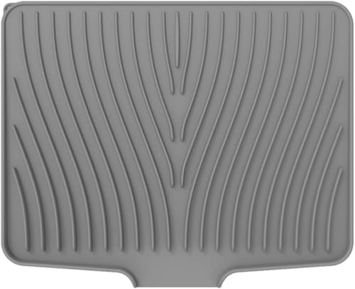 YUETTYY Alfombrillas de silicona para secar platos, 40 cm x 33 cm, resistentes al calor, plegables, antideslizantes, fáciles de limpiar, alfombrillas para fregadero para encimera de cocina (gris)