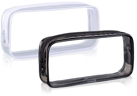 flintronic 3 Stück Mäppchen Durchsichtig, Transparente Stifttasche wasserdichte, Federtasche PVC, Mäppchen mit Reißverschluss für Studenten Lehrer Büro Schule