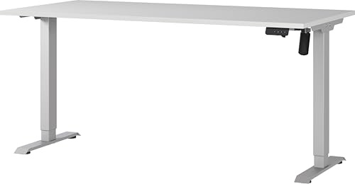 Germania Schreibtisch 8024-583, in Lichtgrau/Silber, elektr. höhenverstellbar, 160 x 119 x 80 cm (BxHxT)