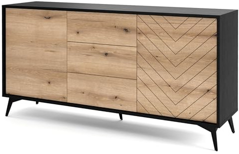 Kommode Jasper KSZ154 Eiche Evoke/Schwarz 154x77x39 cm