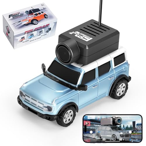 Hylukon WLtoys 1:64 Mini RC Cars, 2.4G FPV Remote Control Car with 720P HD Camera, Gyro, LED Ambient Light, APP Controlled Drifting Car for Adults (Blue)