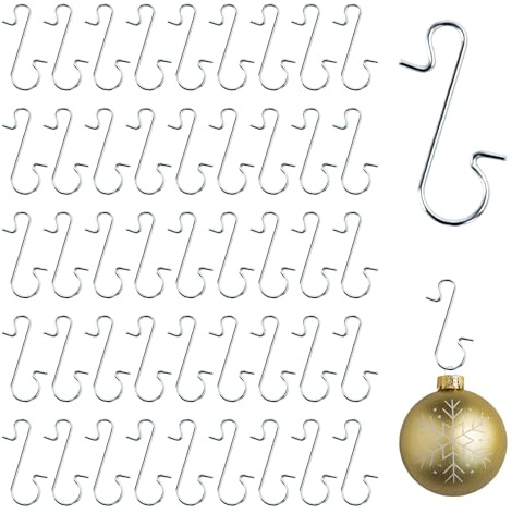 100 Stück Kugelaufhänger S-Haken,Schnellaufhänger Doppelhaken für Weihnachtsbaum,Weihnachtskugeln Aufhänger,Silber Christbaumkugel Haken,Weihnachtsbaumschmuck Aufhänger,Baumhaken als Deko-Anhänger