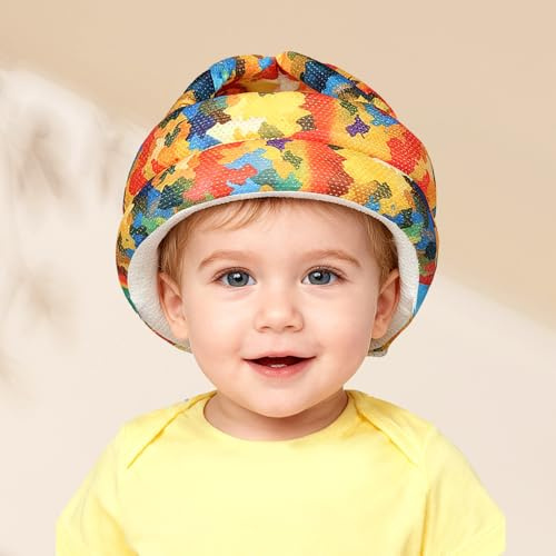 JUNUNDJING Kopfschutz Baby, Baby Kopfschutz, Anti-Kollision Baby Helm Kopfschutz, Helm Baby, Babyhelm, Baby Head Protector, für 6 Bis 36 Monate Baby, Gelbe Ahornblätter