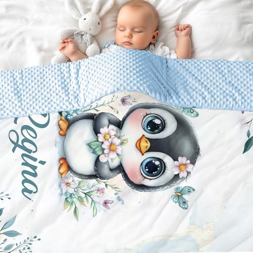 NIBESSER Babydecke mit Name Personalisierte Kinderdecke Baumwolle Individuelle Krabbeldecke doppelseitig Kuscheldecke Geschenk für Mädchen oder Jungen