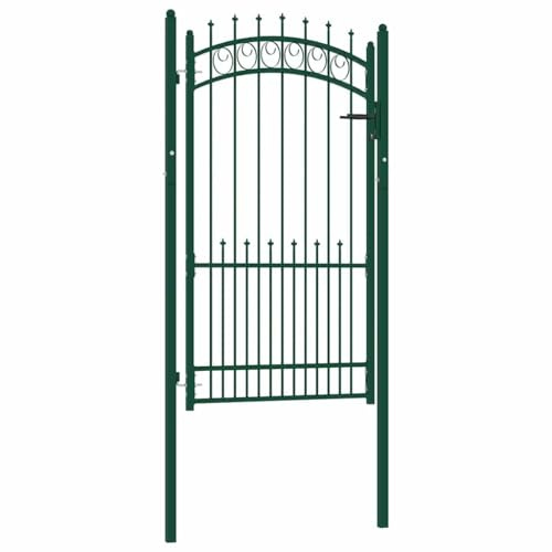 Zauntor Gartentore Metall Gartentür,Zauntor mit Spitzen Stahl 100x175 cm Grün für Terrasse Garten