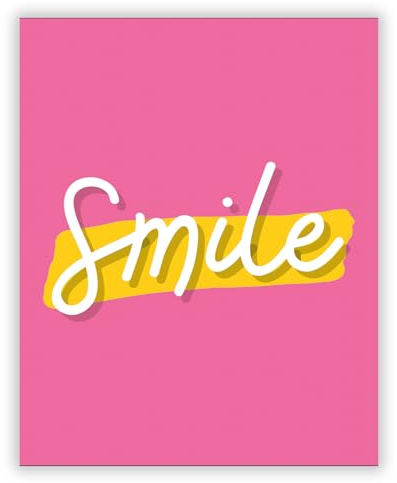 Druck-Palast Smile Poster - 40x50cm - Kunstdruck - Wohnzimmer Schlafzimmer - Verspielt Modern Farbig - Hochwertiger semimatter Druck - Wanddeko für Positives Denken Junge Menschen - ohne Rahmen
