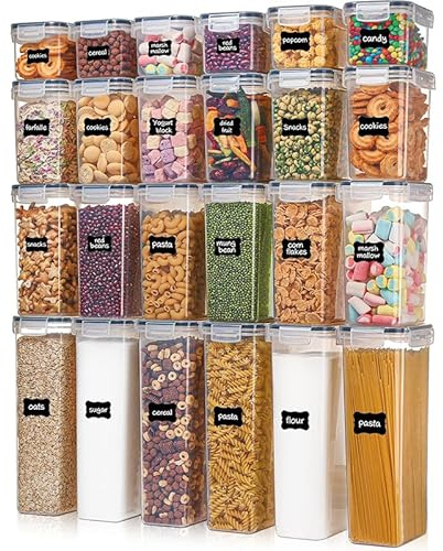 Eco-Friendly Airtight Food Storage Containers 24-Piece Set Square Design 0.8L-2.8L Sizes Plastic Kitchen Pantry Food