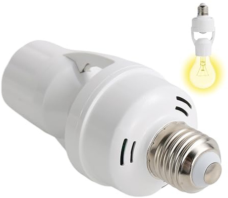 Douille E27 avec Détecteur de Mouvement, Support de Lampe LED, Convertisseur de Douille E27, Interrupteur Adaptateur, Détecteur de Mouvement PIR Réglable