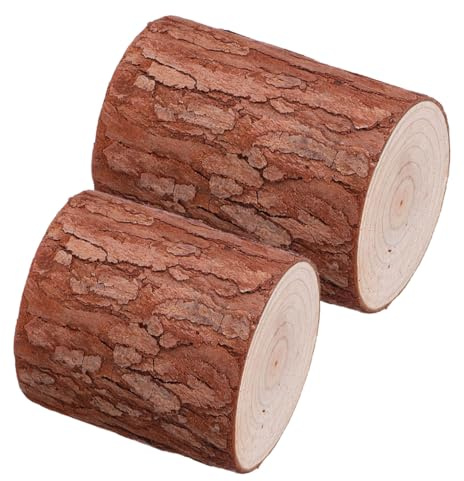 TOYANDONA Lot de 2 Fausses Souches de Bois en Sapin Naturel, Décorations Miniatures Rustiques pour Photo, DIY et Décoration Intérieure, Dimensions 5-6 Cm de Diamètre, Hauteurs 8 Cm et 6 Cm,