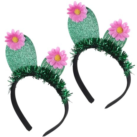 2Pcs Cactus Headbands Glitter Felt Party Hair Hoops for Women | Green, Adorable Novelty Props for Birthdays and Cosplay, Photo Shoots, Friends, Daughters