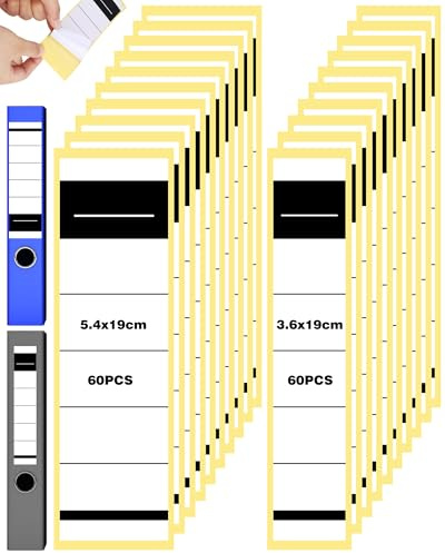 Acual 120 Pack Self-Adhesive Folder Labels 54x190mm and 36x190mm | Dual Size Spine Stickers, Self Adhesive Address Labels Stickers for Home School Office