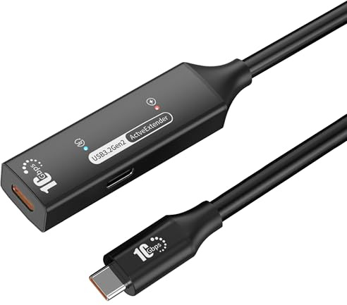 PREMIUMCORD Cavo Di Prolunga USB-C Attivo Con Ripetitore 10m, da Type-C Femmina a Maschio, USB 3.2 Gen 2 SuperSpeed+ 10Gbit/s, Doppia Schermatura, Alloggiamento in Alluminio, Nero, Lunghezza 10m
