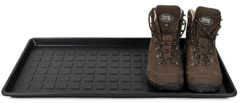 DIVCHI Plastic Boot Tray With Raised Edges | Multipurpose Entryway Shoe Tray | Pet Food Mat | Tools Storage (Black)