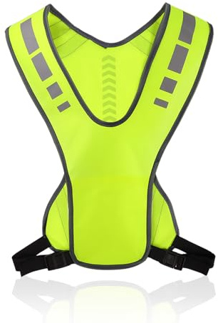 MIMISOLA Gilet Reflechissant Running avec Poche, Gilet Jaune Enfant Femmes Hommes, Gilet Reflechissant Velo pour Cyclisme de Nuit, Course, Marche et Jogging