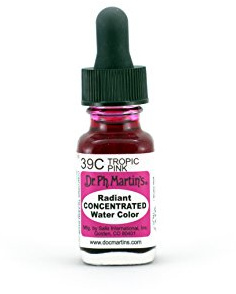 Dr. Ph. Martin's Radiant Concentrated Water Color (39C) Watercolor Bottle, 0.5 oz, Tropic Pink, 1 Bottle