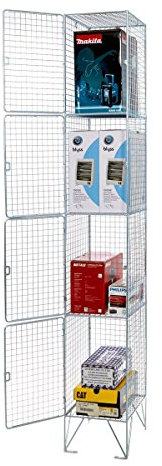 Seco 4 Door Wire Mesh Locker with 4 Compartments - Zinc Plate Finish