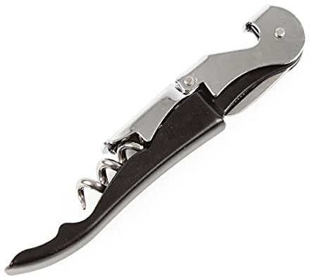 Olympia Waiter's Friend Multi-Function Corkscrew Bottle Opener, Black | Removes stubborn bottle caps easily alongside wine corks; pocket-sized style streamlines busy bar and table service.