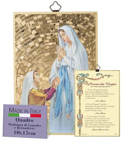Fratelli Bonella – Bild Madonna von Lourdes und Bernadette und Gebet auf Italienisch – Bild aus MDF aus Pappel – Bild Madonna Schlafzimmer 8 mm x 10 cm x 15 cm Made in Italy