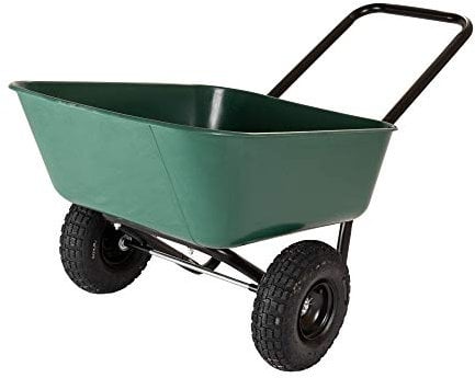 GARDEN STAR Dual-Wheel Barrow Wheelbarrow Garden Cart, Polypropylene (PP), Green/Black, 4 Cubic Foot