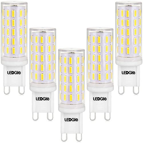LEDGLE G9 LED Lampadine 6W Nessun Sfarfallio, 54-LED SMD4014, Angolo di Fascio di 360 ° 420 Lumen Pari ad Alogene da 60W per l'illuminazione Lnterna Bianca Fredda 6000k, Confezione da 5