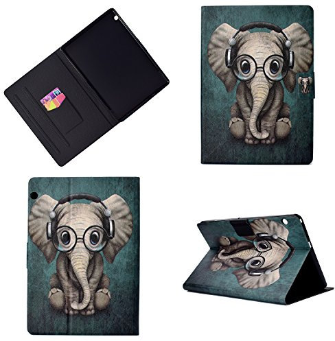 HUAWEI MediaPad T3 10 9.6-Inch Tablet 2017 Case - Cute Patterns Slim Lightweight Case Protective PU Leather with Card Slots for HUAWEI MediaPad T3 10 9.6-Inch Tablet 2017-elephant