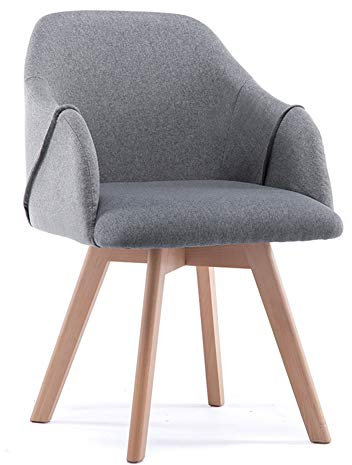 360 ° drehbarer Esszimmerstuhl aus Massivholz, gepolsterter Loungesofastuhl aus Baumwollleinen, nordische, ergonomisch geformte, bequeme Rückenlehne, für Restaurant / Pub / Café / Wohnzimmer / Hotel