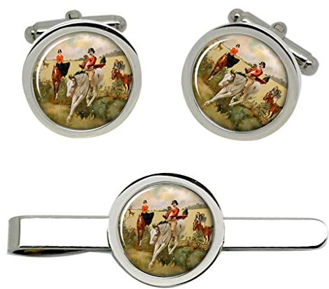 Giftshop UK Jagd, über den Graben Manschettenknöpfe und Krawatte Clip Set