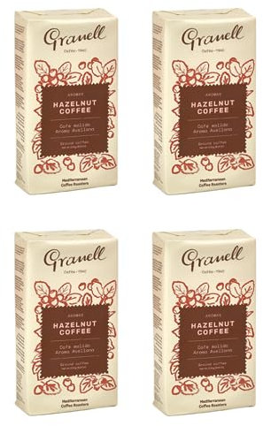 Granell Cafés · 1940 - Pack Aromas Avellana | Café Molido 100% Arabica con un Ligero Toque de Avellana | 4 Paquetes x 250 Gramos
