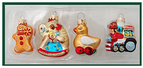 Krebs Glas Lauscha - Christbaumschmuck aus Glas - Mini Figuren Verschiedene Sorten - 4 Stück - kleine Glasfiguren (Spielzeug)