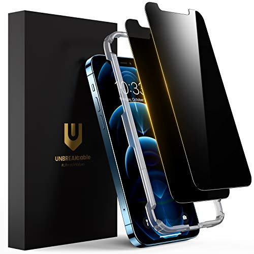 UNBREAKcable Sichtschutz Panzerglas für iPhone 12/12 Pro[2 Stück], Blickschutzfolie für iPhone 12/12 Pro(6.1 Zoll), Anti-Spähen Privatsphäre Schutzglas, Kratzfest, Anti-Fingerprint und blasenfrei