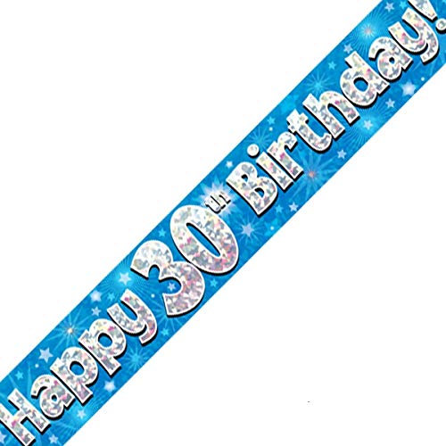 30th Birthday Blue Birthday Party Foil Banner Pennant Age 30