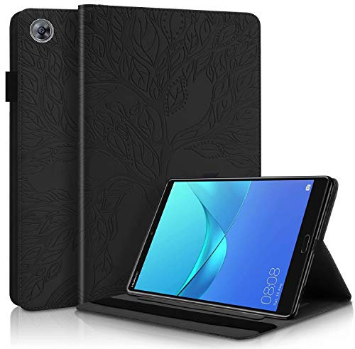 TTNAO Hülle Kompatibel mit Huawei Mediapad M5 10.8Inch Tablet 2018 PU Leder Tasche Flip Standfunktion Handyhülle Kartenschlitzen Case Stifthalter Auto Schlafen/Wachen Cover-Schwarz