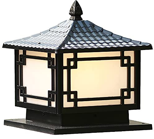 Lámpara de Sobremuro Exteriores Mengjay Aluminio Luces de Pedestal Moderno Lámpara de Exterio Lámpara de Jardín IP44 Impermeable Cuadrad Lámpara de Pie Exterior E27 Patio Terraza Caminos, Negro