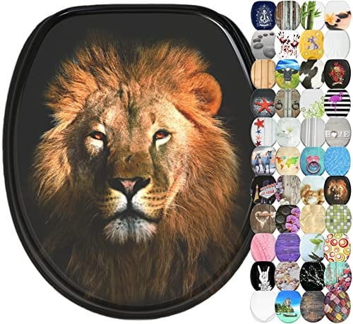 Sanilo Soft Close Toilet Seat, Wide Choice of Beautiful Toilet Seats, Stable Hinges, Easy to Mount (Lion)
