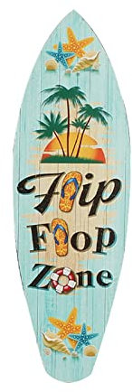 KWQBHW Surfbrett-Wandschild, 39 cm, Holzschild zum Aufhängen, Stranddekoration, Küstenschild, tropisches Barschild für Badezimmer, Wand, Zuhause, Party