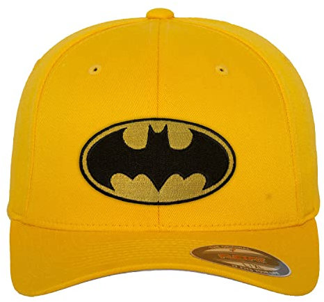 Batman Offizielles Lizenzprodukt Logo Premium Flexfit Cap (Gelb), Klein/Mittel