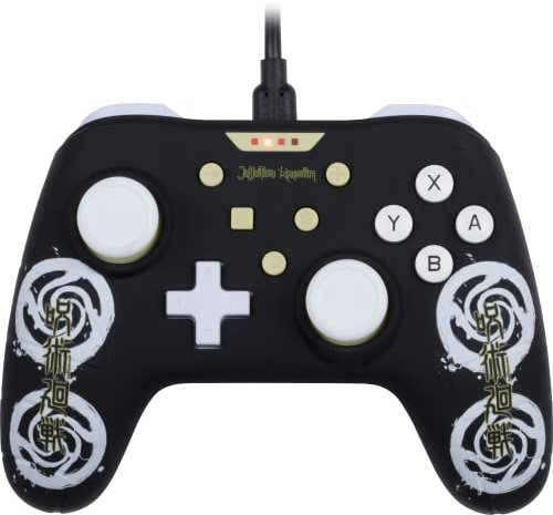 Konix Jujutsu Kaisen Wired Controller für Nintendo Switch, Switch 2 und PC - Vibrationsfunktion - 3 m Kabel - Schwarz und Weiß