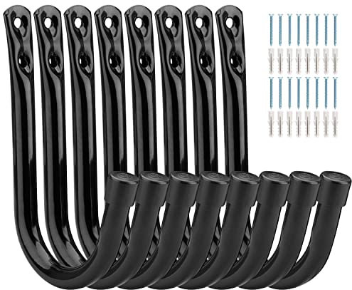 PiPaFox Ganci resistenti per garage, ganci da parete J Utility Garage per appendere, confezione da 8 ganci da parete